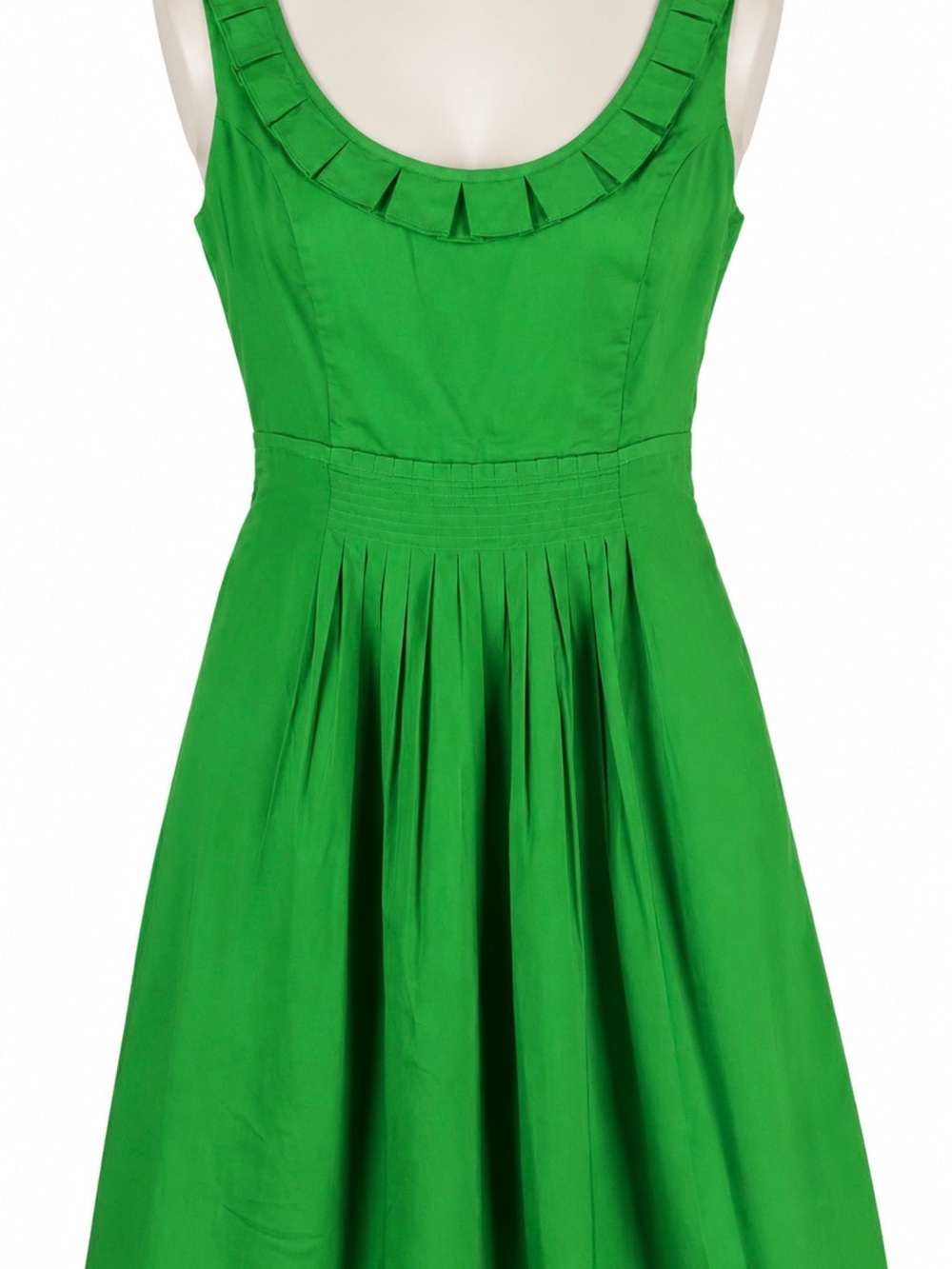 Banana Republic Bright Green Pleated Sleeveless Dress